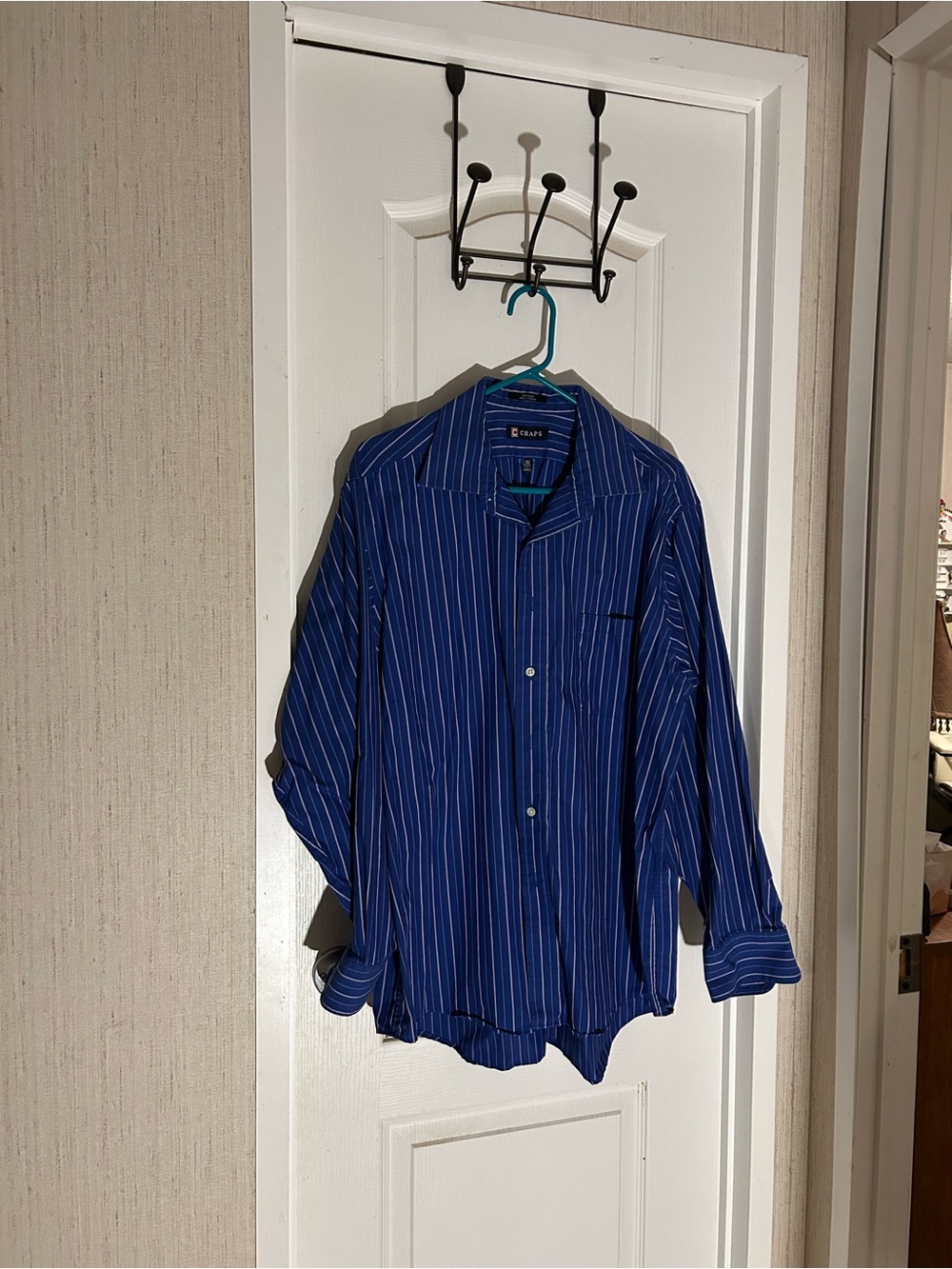 Chaps Men's Blue Striped Dress Shirt